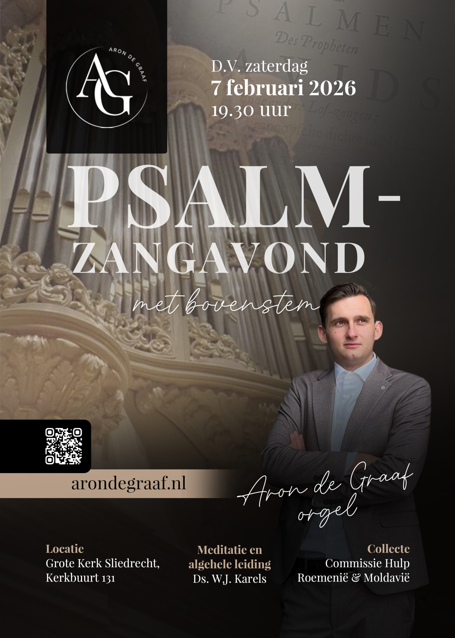 Psalmzangavond D.V. zaterdag 7 februari 2026 - Aron de Graaf - Ds. W.J. Karels - Sliedrecht - bovenstem